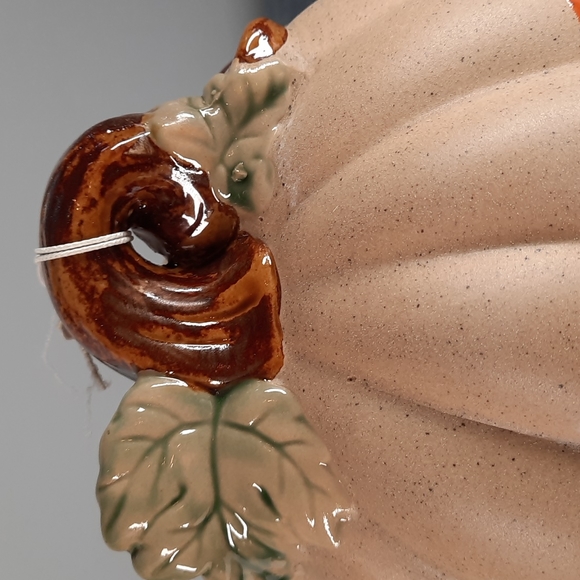 Ceramic Pumpkin Figure Tabletop Decor Fall Harvest Half Glazed Orange Na… - Picture 5 of 6